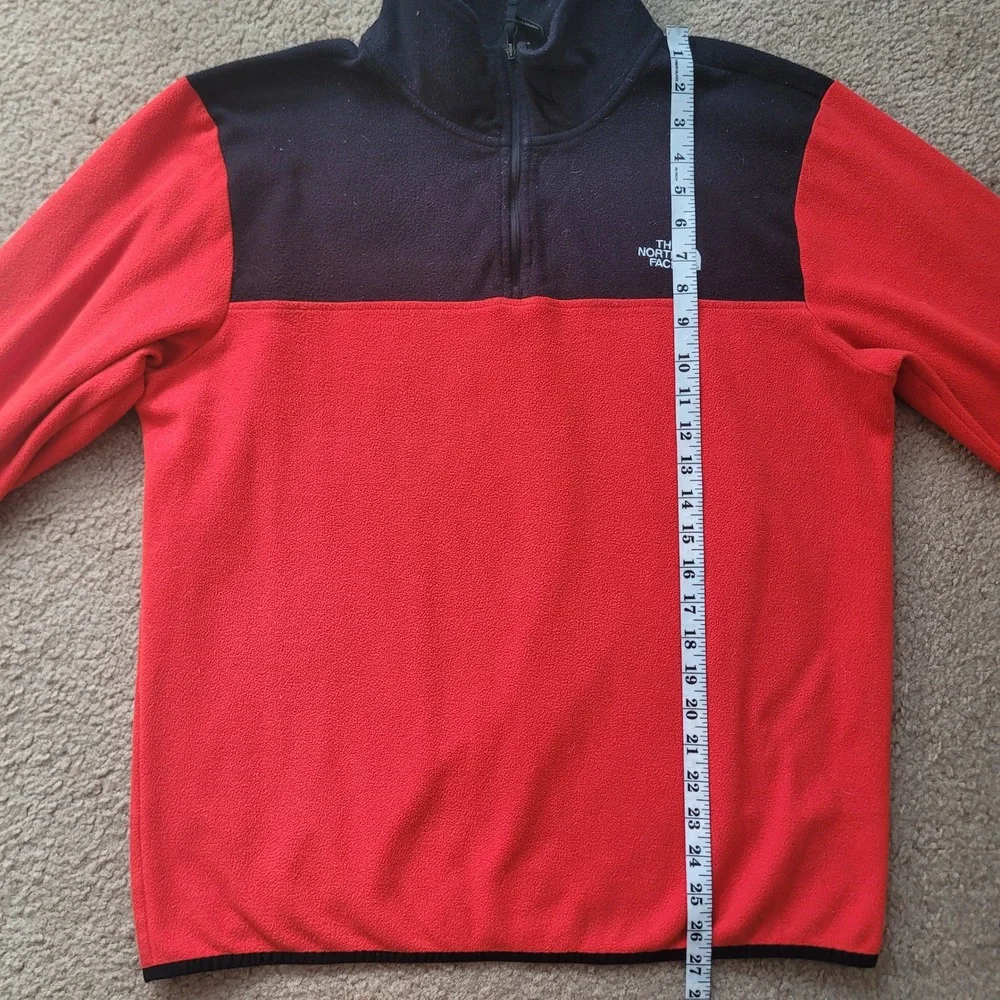 The‎ North Face Mens Pullover Red Sweatshirts Fleece 3/4 Black Hoodie Size L